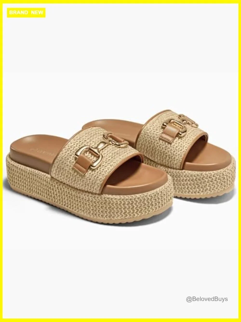Women's Platform Sandals Raffia Espadrilles Slip On Open Toe Beach